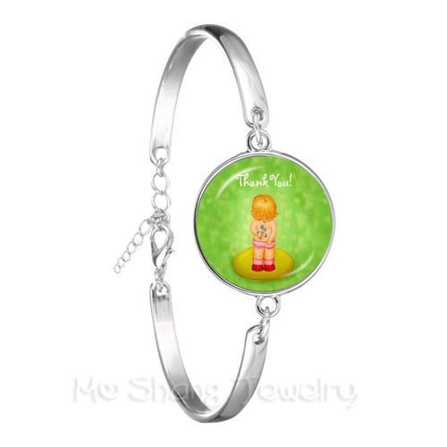 Bracelet De Remerciement À La Mode Pour Enseignant, Motif De C¿Ur Rouge, En Verre Plaqué Argent, Pour Femmes Et Hommes, Cadeaux De Thanksgiving