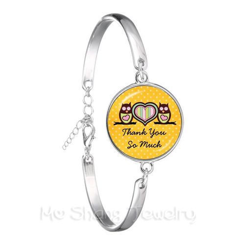 Bracelet De Remerciement À La Mode Pour Enseignant, Motif De C¿Ur Rouge, En Verre Plaqué Argent, Pour Femmes Et Hommes, Cadeaux De Thanksgiving