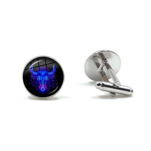 Boutons De Manchette En Verre Pour Homme, Cabochon Classique De 16mm, Design De La Galaxie Constellation, 12 Signes Du Zodiaque, Horoscope, Astrologie, Chemise Pour Homme