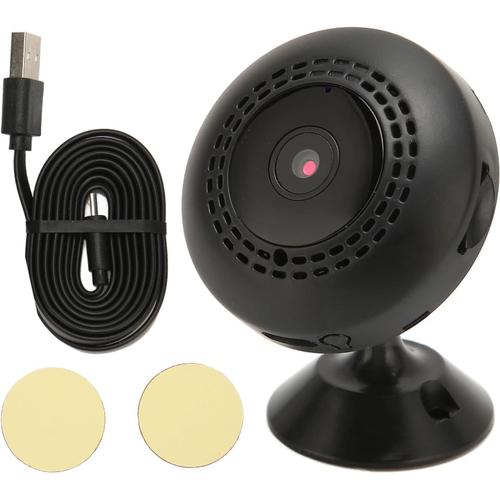 Mini Caméra Wifi Sans Fil, Caméra De Sécurité De Surveillance À Distance App, 1080P Hd 150 Degrés Grand Angle 128 Go De Stockage Avec Support Pivotant Pour Bureau À Domicile Intérieur Et Extérieur