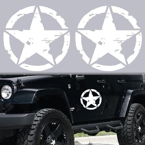2 Unités Autocollant Militaire Etoile Blanc Différentes Couleurs-Tailles 10 Cm 15 Cm 20 Cm 25cm ¿ Pvc Stickers 4x4 Decoration Deco Us Army Off Road Pour Moto Et Voiture Van[L3093]