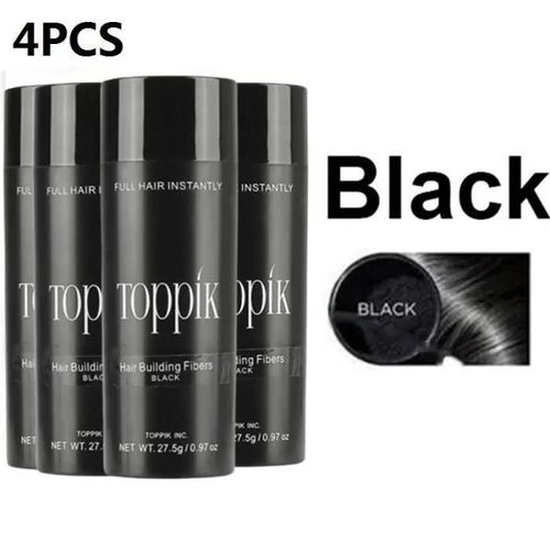 4 Pièces Noir - Toppik Fibres Capillaires Noires Kerbrian, Spray Épaississant, Poudre De Croissance, Repousse 
