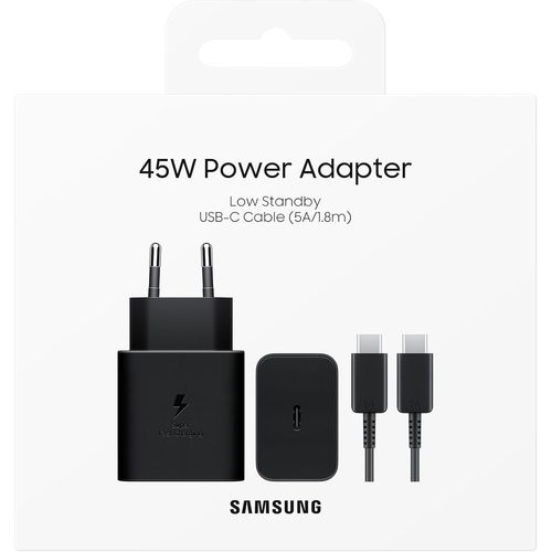 Chargeur Samsung Super Fast Charging 45w (Avec Câble) Usb-C Vers Usb-C, Chargeur Original Ep-T4511 45w, Noi