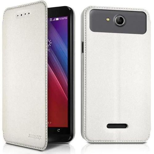 Etui À Rabat Couleur Blanc (Ref.1-A) Pour Smartphone Logicom Le Wave