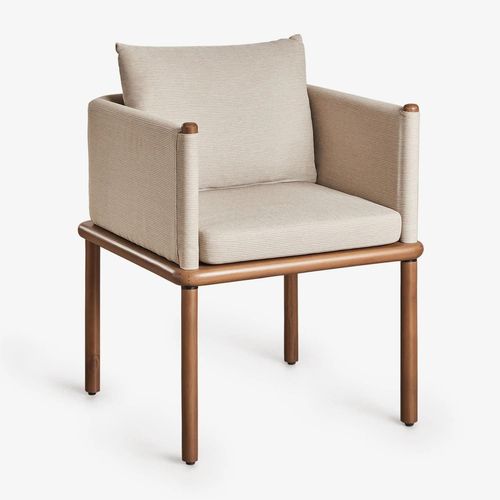 Lot De 4 Chaises De Salle À Manger En Bois D'acacia Olivia Avec Accoudoirs Beige Semoline