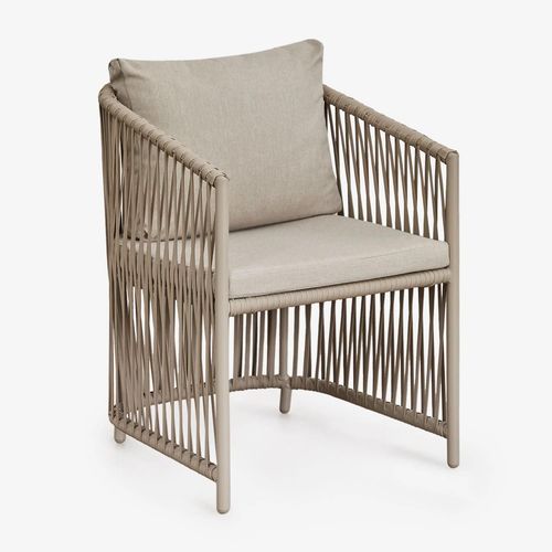Lot De 2 Chaises De Salle À Manger Avec Accoudoirs En Aluminium Et Corde Tressée Sophie Brun Moka