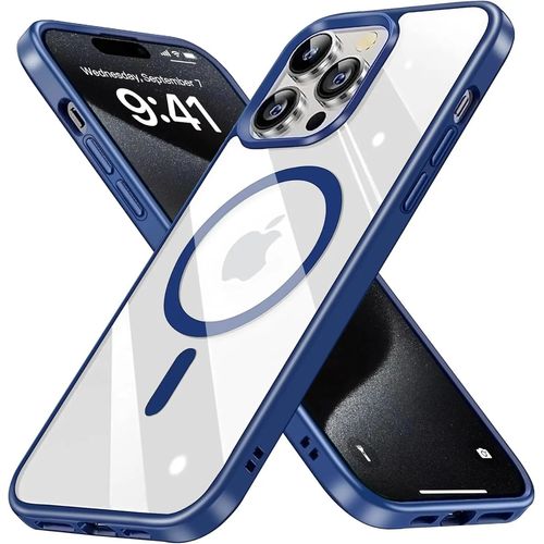 Coque Iphone 15 Bleu Compatible Magsafe, Anti-Jaunissement Et Accessoires Intégrés