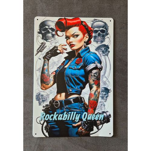 Plaque métallique décorative Rockabilly Queen