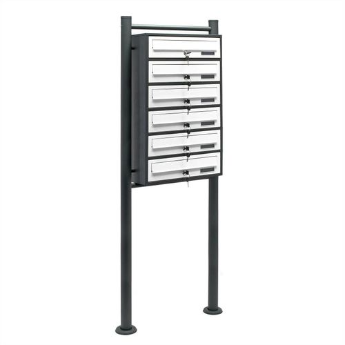 Bloc 6 boites aux lettres pied support 6 compartiment superposé anthracite et blanc Helloshop26 16_0000043