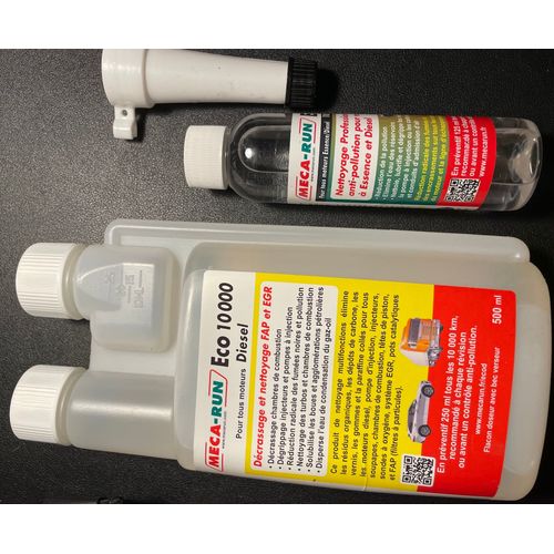 Eco 10 000 De Meca-Run - Flacon De 500 Ml + Flacon De 125 Ml - Pour Tous Moteurs Diesel Dci Tdi Jtd - Décrassage Et Nettoyage Fap Et Egr - Additifs Carburants