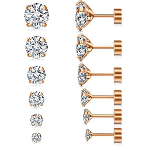 Set Boucles D'oreilles Zirconium 3-8mm,20g Piercing Helix Tragus M¿¿Dicales En Acier Chirurgical Pour Femmes Et Hommes, Piercings Multiples