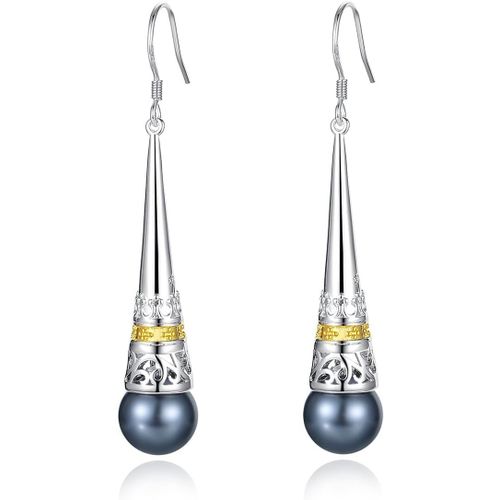 Boucles D'oreilles Pendantes Vintage En Argent Sterling 925 Avec Perles D'eau Douce Naturelles De 6 Mm Pour Femme