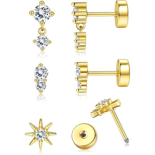 Boucles D'oreilles Argent/Or Pour Femme Boucles D'oreilles En Acier Chirurgical Hypoallerg¿¿Nique Plaque Or 14k Piercing Oreilles Conch Tragus Helix Piercings