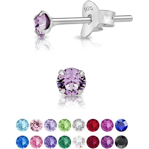 ? Mini/Tr¿¿S Petites Boucles D'oreilles/Clous En Argent Fin 925 Et Cristaux De Swarovski? Elements Ronds - Diam¿¿Tre: 3 Mm