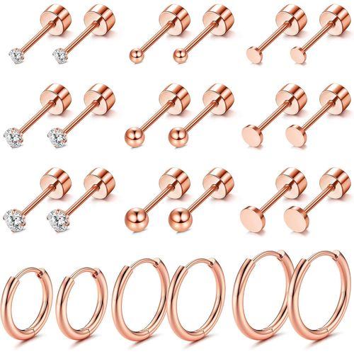 12 Paires De Minuscules Boucles D'oreilles Cr¿¿Oles En Acier Inoxydable Pour Plusieurs Piercings Boucles D'oreilles ¿¿ Dos Plat Cartilage Petites Boucles D'oreilles Cr¿¿Oles