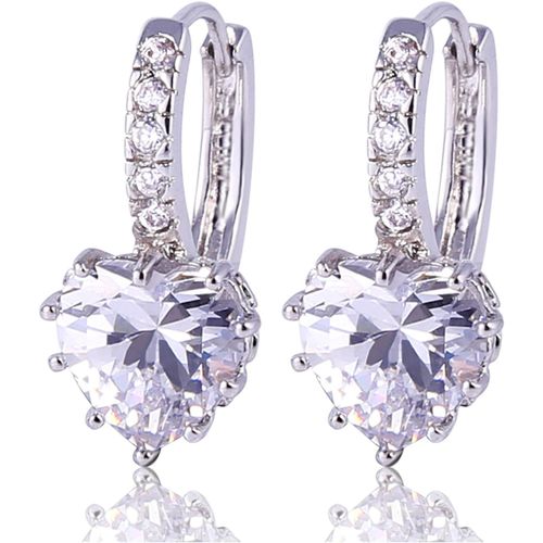Boucles D'oreilles Cr¿¿Ole Argent Fin 925 Avec Cristal Coeur En Swarovski Elements Pour Femme