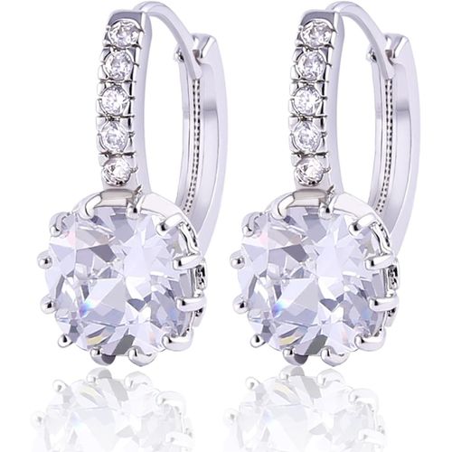 Boucles D'oreilles Cr¿¿Ole Argent Fin 925 Avec Cristal Carr¿¿ 9 * 9mm En Swarovski Elements Pour Femme