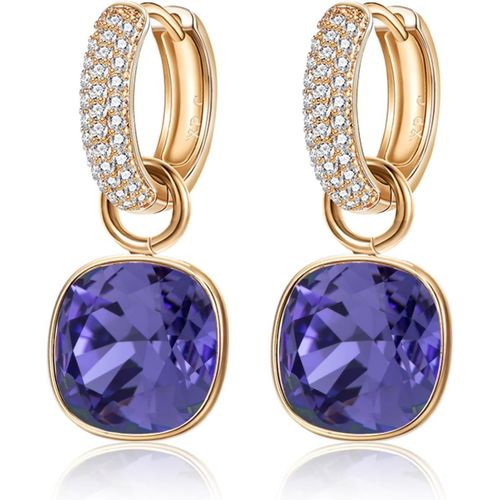Cr¿¿Oles En Cristal Boucles D'oreilles Pour Femme Boucles D'oreilles Pendantes Plaqu¿¿ Or 14k Strass Cubic Zirconia Bijoux Hypoallerg¿¿Niques Avec Ecrin Cadeau