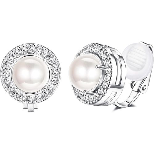 8mm Zircon Cubique Cristal Clip Sur Boucles D'oreilles Perle Ronde Boucles D'oreilles Non Perc¿¿Es Pour Femmes Cz Color¿¿ Clip Non Piercing Sur Boucles D'oreilles