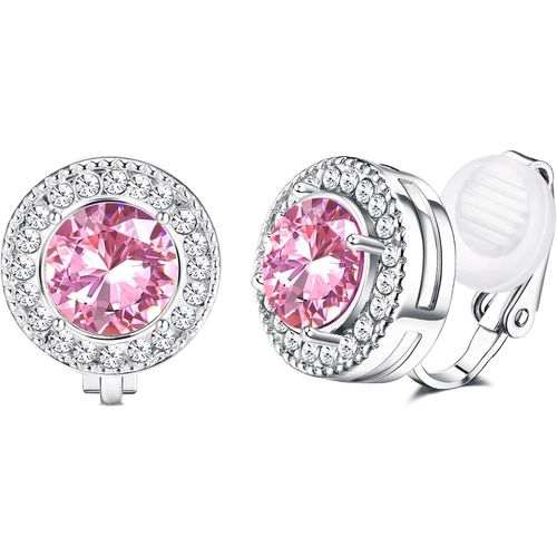8mm Zircon Cubique Cristal Clip Sur Boucles D'oreilles Perle Ronde Boucles D'oreilles Non Perc¿¿Es Pour Femmes Cz Color¿¿ Clip Non Piercing Sur Boucles D'oreilles