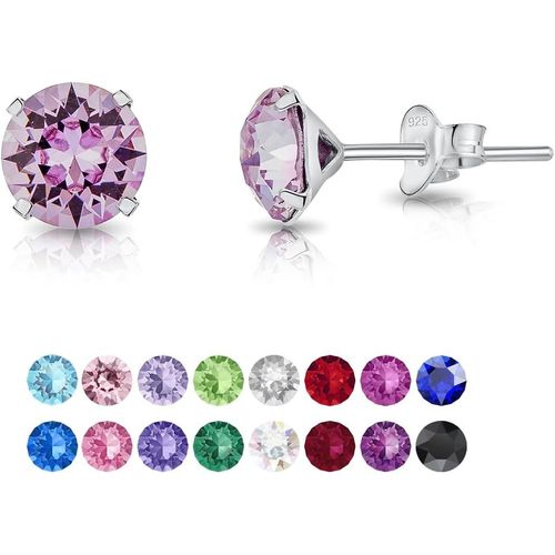 ? Boucles D'oreilles Femme Argent - Swarovski - Clous D'oreilles - Boucle D'oreille Homme Argent - Swarovski Femme - Boucles D'oreilles Argent - Clou Oreille Argent Femme - Diam¿¿Tre: 6 Mm