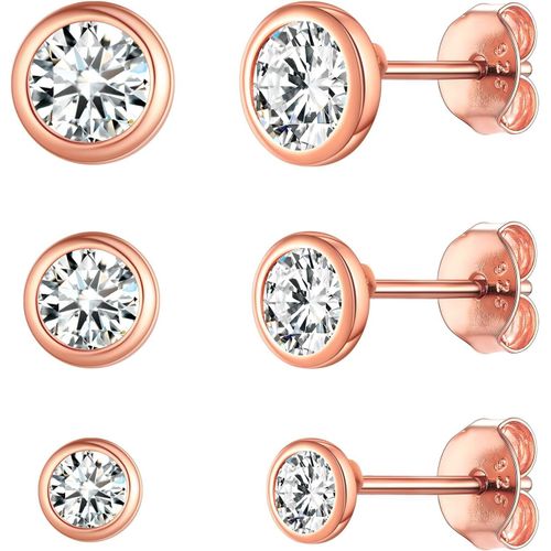 3/4/5 Paires Boucle D¡¯Oreille Argent Femme-Lot De Petite Puce D¡¯Oreilles Plaqu¿¿ Or/Rose Or/Argent 925 Cubique Blanc Cartilage Piercings Diam¿¿Tre 3/4/5mm,Bijoux Fantaisie Pour Femmes Fille