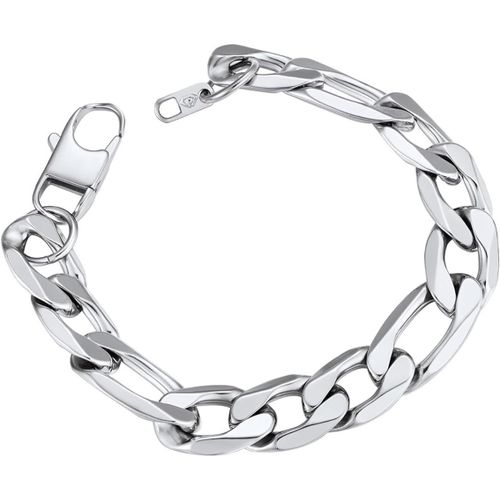 Bracelet Homme Figaro,Gourmette Grosse Maille Figaro 3+1 En Acier Inoxydable/Or/Noir-Largeur 13mm,Longeur 19/21cm,Bijoux Chaine Pour Hommes Femmes