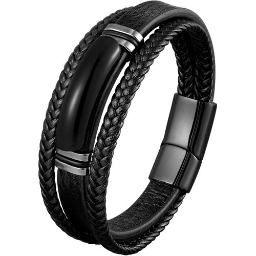 Bracelet En Cuir Tress¿¿ Pour Homme, Multi Tiss¿¿ Cuir Bracelet, Homme Bracelet Cuir V¿¿Ritable Avec Pierres Naturelles, 19/21/23cm Bracelet Cuir Homme Manchette Tress¿¿ ¿¿ La Main Classique
