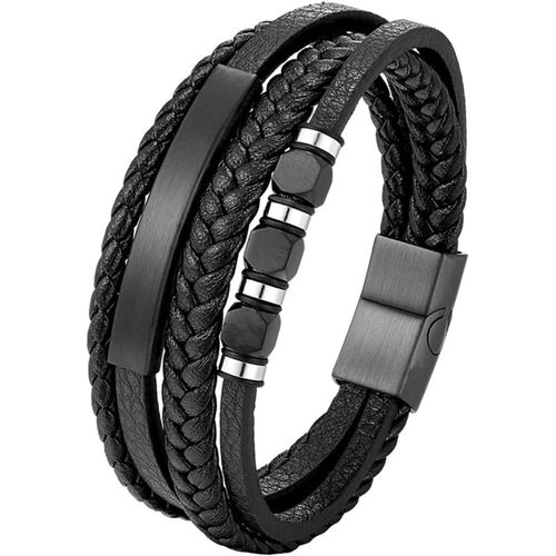 Bracelet En Cuir Tress¿¿ Pour Homme, Multi Tiss¿¿ Cuir Bracelet, Homme Bracelet Cuir V¿¿Ritable, 19/21/23cm Bracelet Cuir Homme Manchette Tress¿¿ ¿¿ La Main Classique, Pour Papa Fils Mari