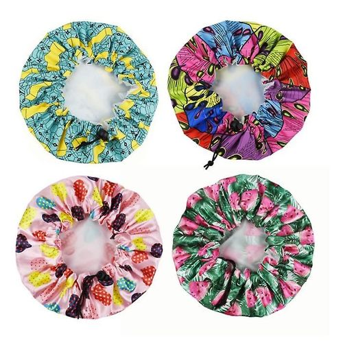 3pcs Enfants Satin Bonnets Doux Réglable Enfants Casquette De Couchage Coloré Motif Nuit