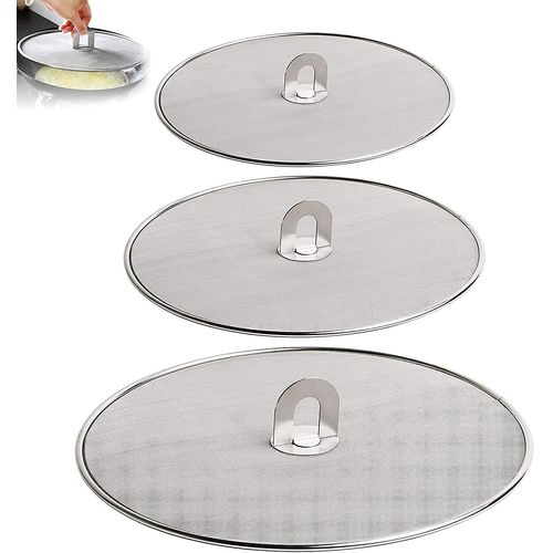 3 Pièces Acsergery Mesh Splatter Screen Splash Guard En Acier Inoxydable Splatter Shield Guard Gift