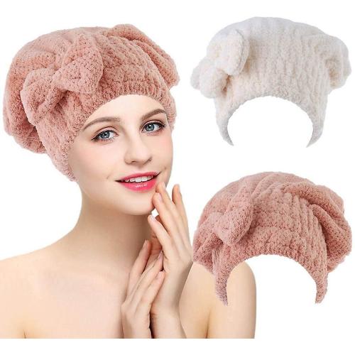 Fast Hair Towel Capuchon Rose Microfibre Serviette De Cheveux Enveloppement Salon De Bain Cheveux Séchage Rapide