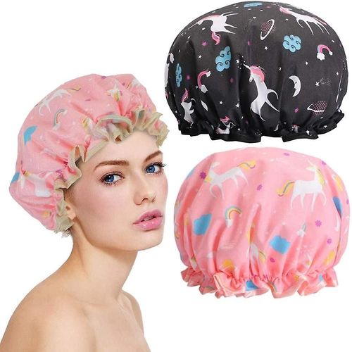 Bonnet De Douche, 2pcs Acsergery Cadeau Imperméable À L¿Eau Bonnets De Douche Réutilisables Avec Élastique 