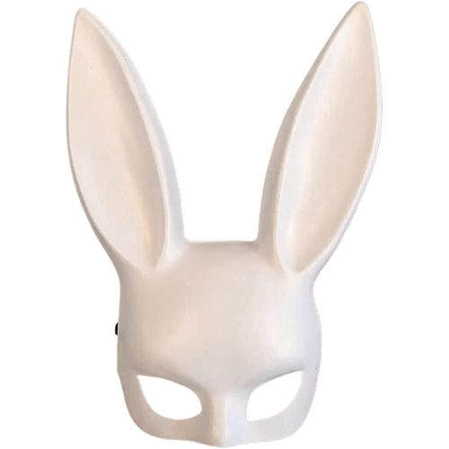 Masque De Lapin, 14x7 Pouces Masque De Lapin Blanc Femmes Mascarade Masque De Lapin Longues Oreilles