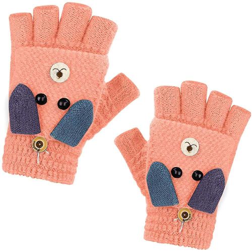 Enfants Gants Sans Doigts Mitaines Chaudes En Peluche Gants Tricotés Avec Fermeture À Rabat
