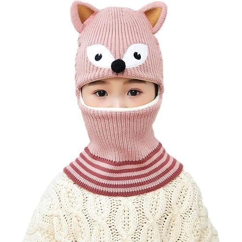 Enfants Cagoule Coupe-Vent Avec Pompons Tricoté Long Chapeau À Rabat D¿Oreille Avec Neckerchief Acsergery Cadeau