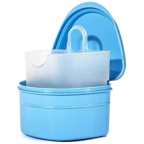 Boîte De Prothèse Boîte Dentaire Boîte De Nettoyage Pour Prothèses Dentaires Bleu Clair