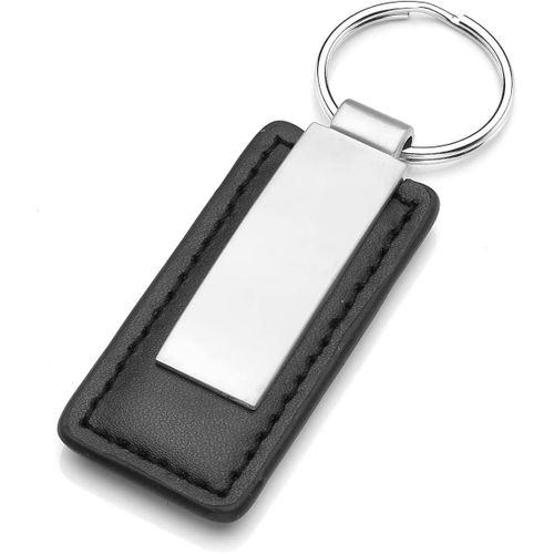 Acsergery Mens Black Leather Metal Keyring Porte-Clés En Cuir Véritable Porte-Clés Cadeau