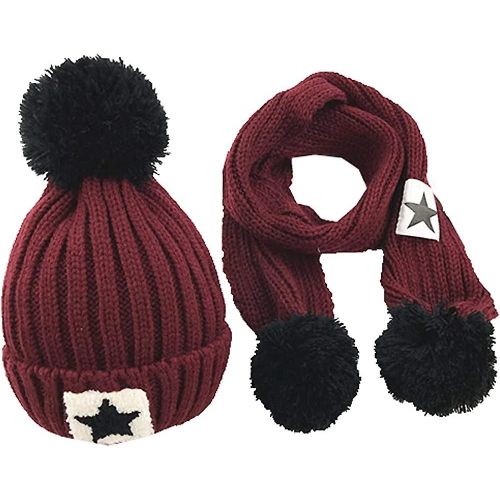 2pcs-Écharpes Pour Enfants Chapeau Ensemble Tricoté Chapeau Et Foulard Doux Chaud Hiver Acsergery Cadeau