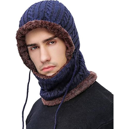 Masque De Ski Cagoule D¿Hiver Bonnets D¿Hiver Pour Hommes Avec Acsergery Thermal Polaire Capuche Tricoté Cadeau