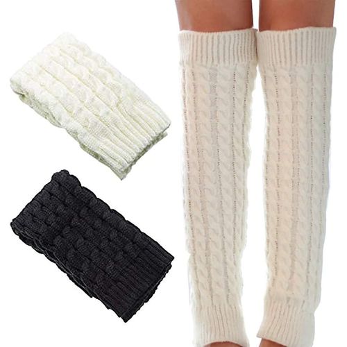 2 Paires De Jambe Pour Femmes Ascergery, Chauffe-Chevilles À Câble, Manchettes De Manchette Tricotées