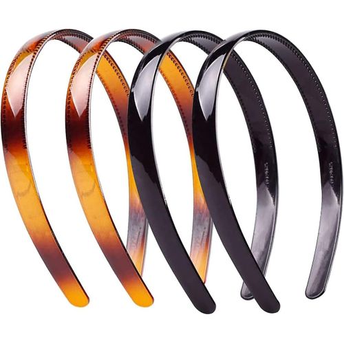4 Pack Acsergery Cadeau Femmes Filles Hard Plastic Headband Hair Hoop Black And Brown High-Gra