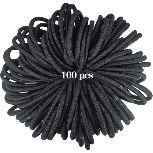 100 Pcs Acsergery Gift Hair Bands Pour Femmes, 4mm Black Hair Bobbles Elastic Hair