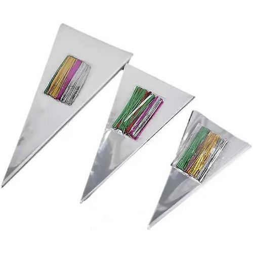 100 Pieces (5.1x9.8 Inch) Clear Bags Cone Bag Cello Bags Popcorn Bags Triangle
