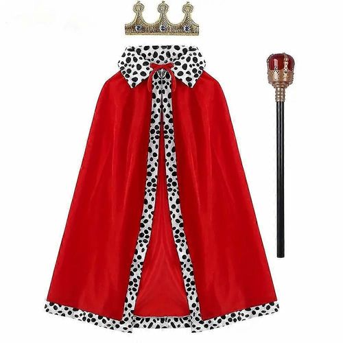 Halloween King Costume Pour Enfants Manteau Robe Couronne Sceptre Ensembles Cosplay Garçons Royal Prince Mascarade Tenues Fancy Dress Up