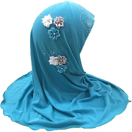 Petites Filles Fleurs Hijab Doux Une Pièce Bonnet Chapeau Arabe Bandana Pour Acsergery 2-6ans Cadeau