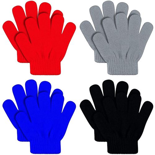 4 Paires Gants D¿Hiver Pour Enfants Tricoter Pleins Doigts Gants Chauds Stretchy Tricoté Chaud
