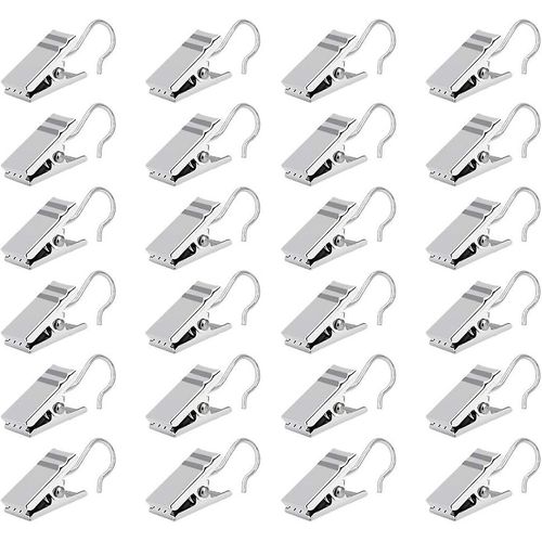Curtain Clip Hooks Acier Inoxydable Voile Clips Douche Blind Clip Rings Large Flat String Party Lights Cintre Support De Fil Avec Crochet Pour Photos Home Deco