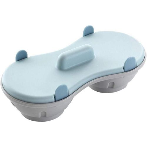 2 cavités de braconnier d¿?ufs micro-ondes doubles tasses avec couvercle pour cuisinière à vapeur de four (blue1pc)
