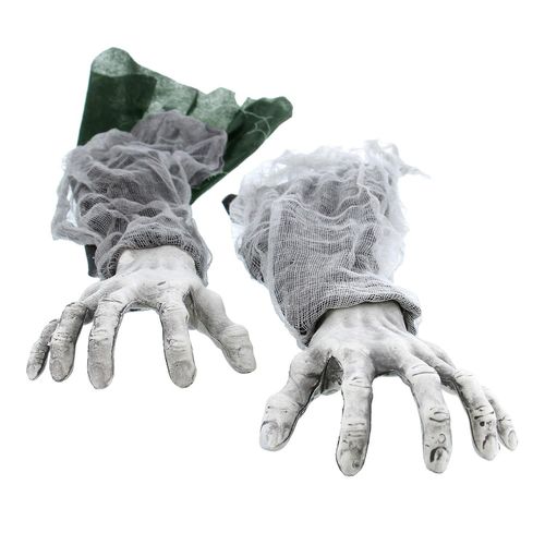 Décoration de pelouse d¿Halloween Réaliste Crâne Squelette Tête Zombie Main Bras Pour Halloween Fête Décor Maison Hantée1pair-blanc